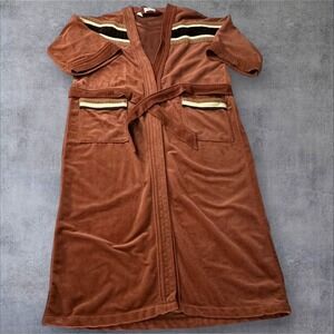 Mint Vintage Mens Sears Rockabillly Retro Brown Stripe Robe One Size Chest 36/48